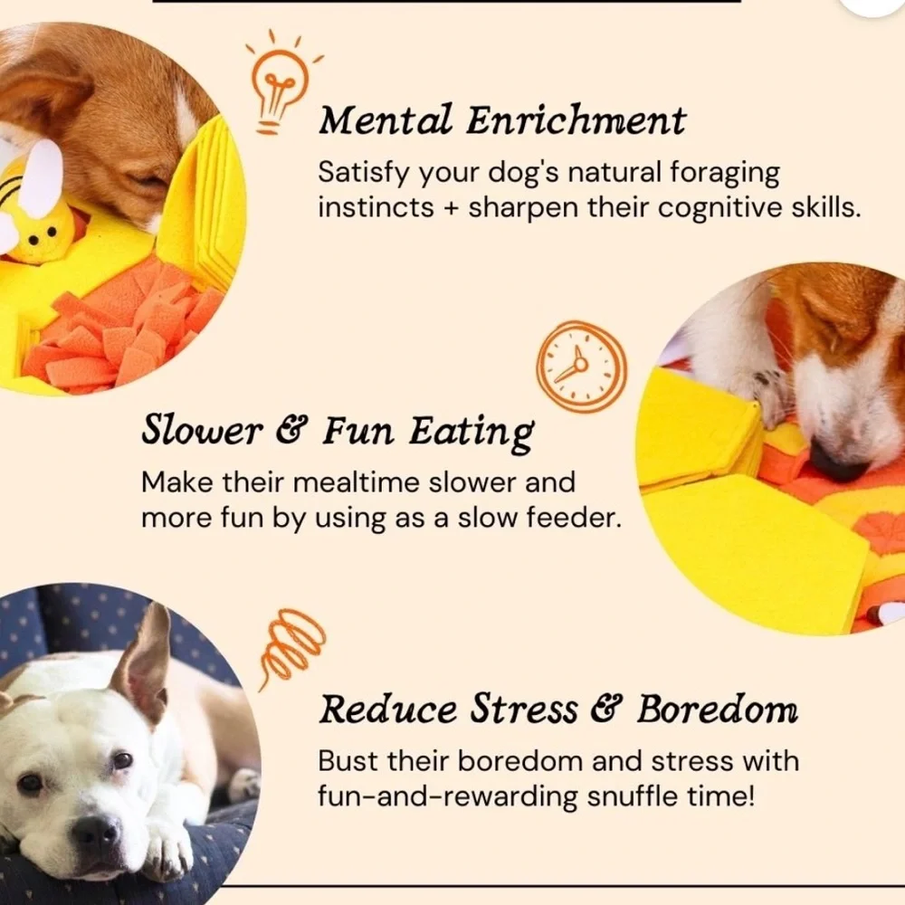 NEW Bee-Themed Honeycomb Snuffle Snuzzle Activity Mat w/ Squeakers for Small Dog
